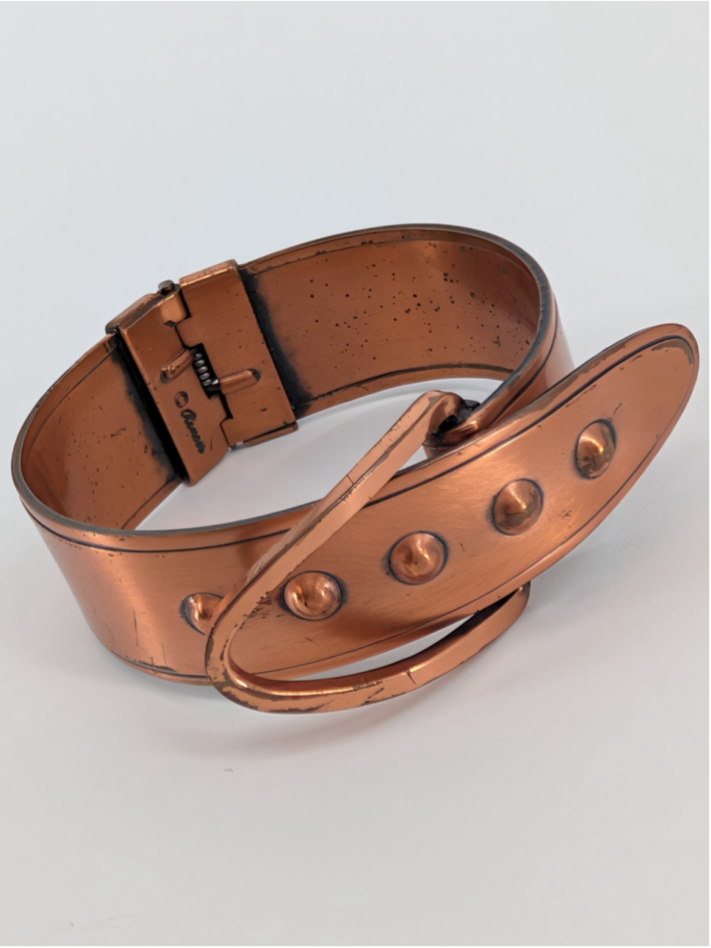 Vintage Renoir Copper Atomic Age Hinged Clamper Bracelet MCM Modernist Signed